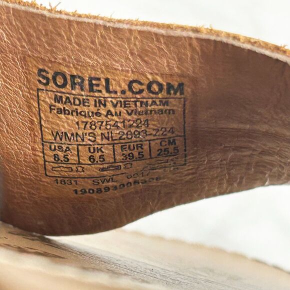 Sorel Ella Tan Leather Black Elastic Strap Sandal - Women's 8.5 - Picture 8 of 8